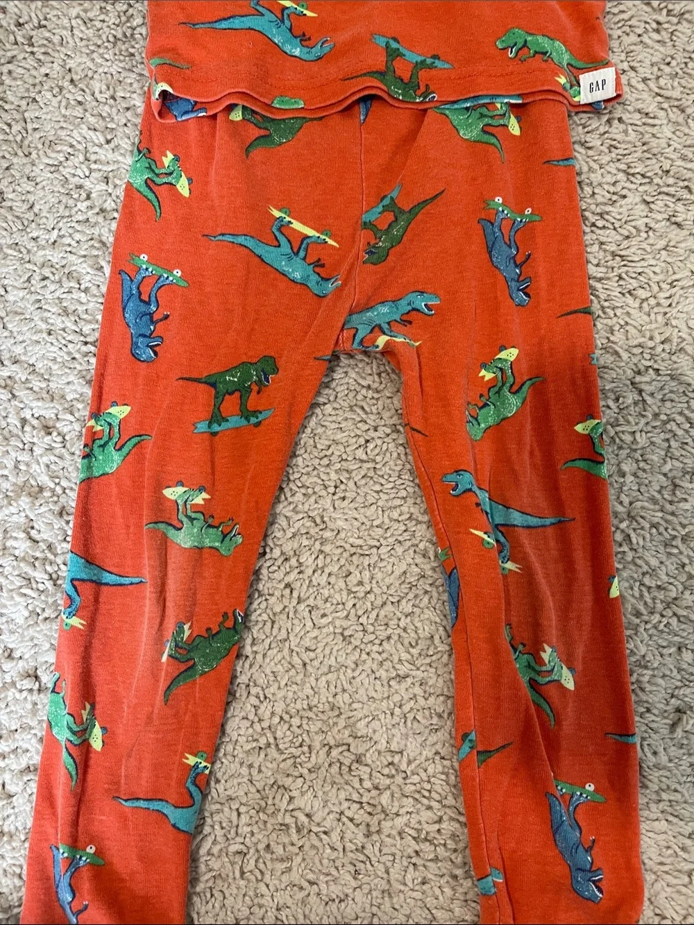 GAP Orange Dinosaur Print Kids Pajama Set